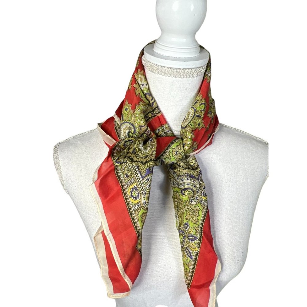 Gold and Red‎ Vintage Scarf